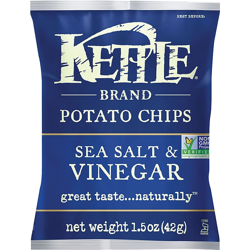 Kettle Brand Gluten Free Sea Salt & Vinegar Potato Chips, 1.5 oz., 24/Pack (220-02568) image 1