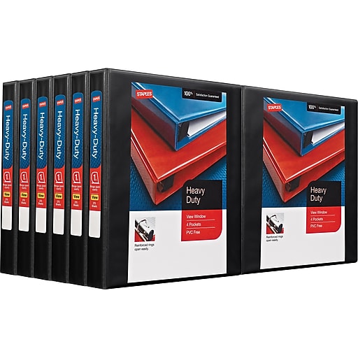Staples Heavy Duty 1" 3Ring View Binders, Black, 12/Carton (24664CT