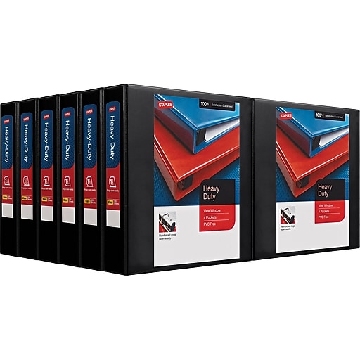 Staples Heavy Duty 1 1/2" 3Ring View Binders, Black, 12/Carton (24674CT) Staples