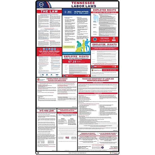 ComplianceSigns® 2018 Tennessee Labor Law Poster (with White Header ...