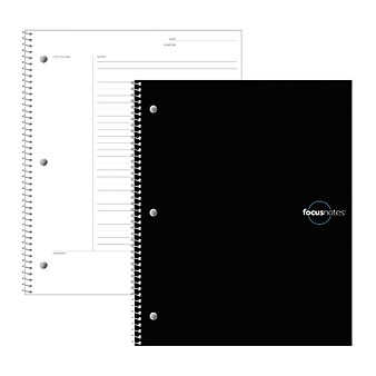 Tops FocusNotes 1-Subject Notebook, 9" x 11", Black (90223)