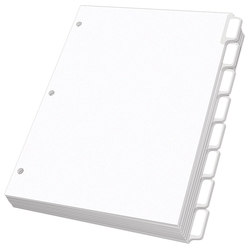 Oxford Custom Label Dividers, Self-Stick Tab Labels, 8-Tab, Letter, White, 25 Sets image 1
