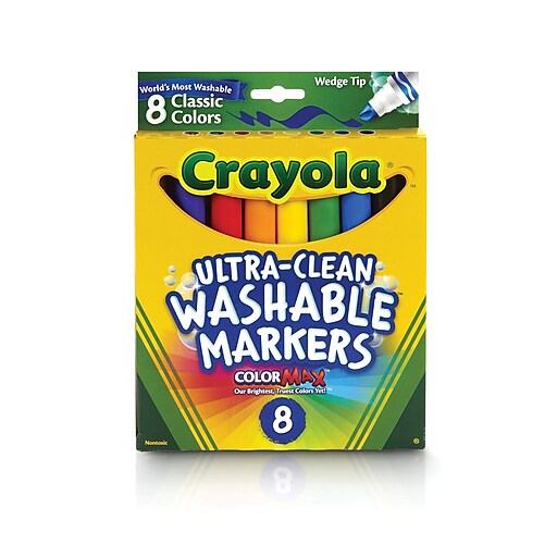 Crayola Ultra-Clean Washable Markers, Wedge Tip, Assorted, 8/Pack