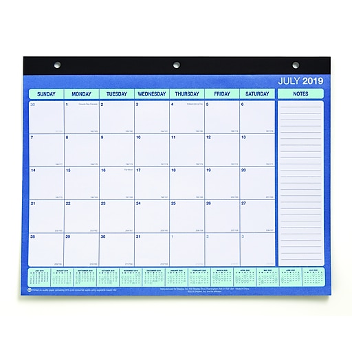 20192020 8.5"H x 11"W Desk Pad Academic Calendar, Blue (5461319) at