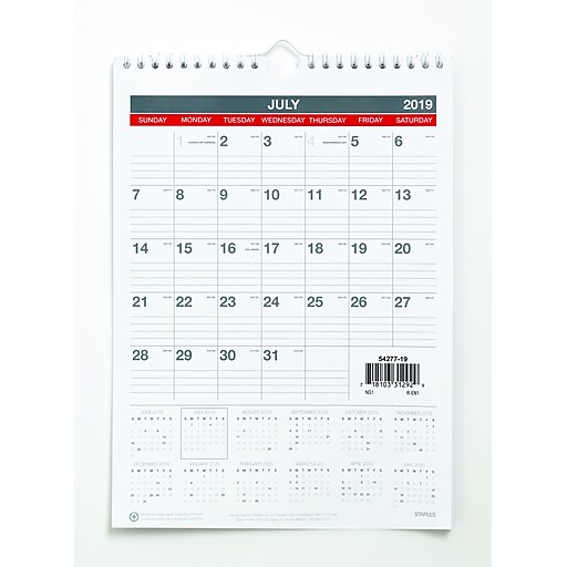 Shop Staples for 20192020 11"H x 8"W Staples Academic Monthly Wall