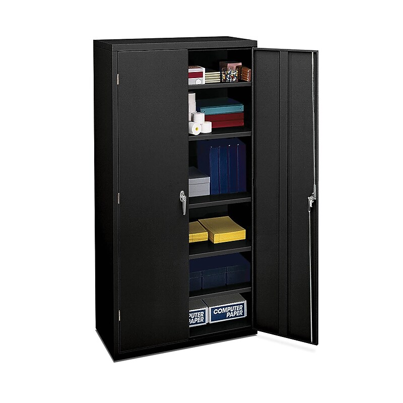 HON Brigade 72" Storage Cabinet, 5 Adjustable Shelves, Black (PHS-58) image 1