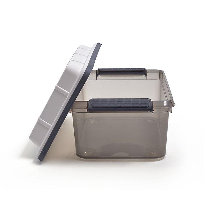 Keter 17.8 Qt. Latch Lid Storage Tote, Smoke (TR54515) | Staples