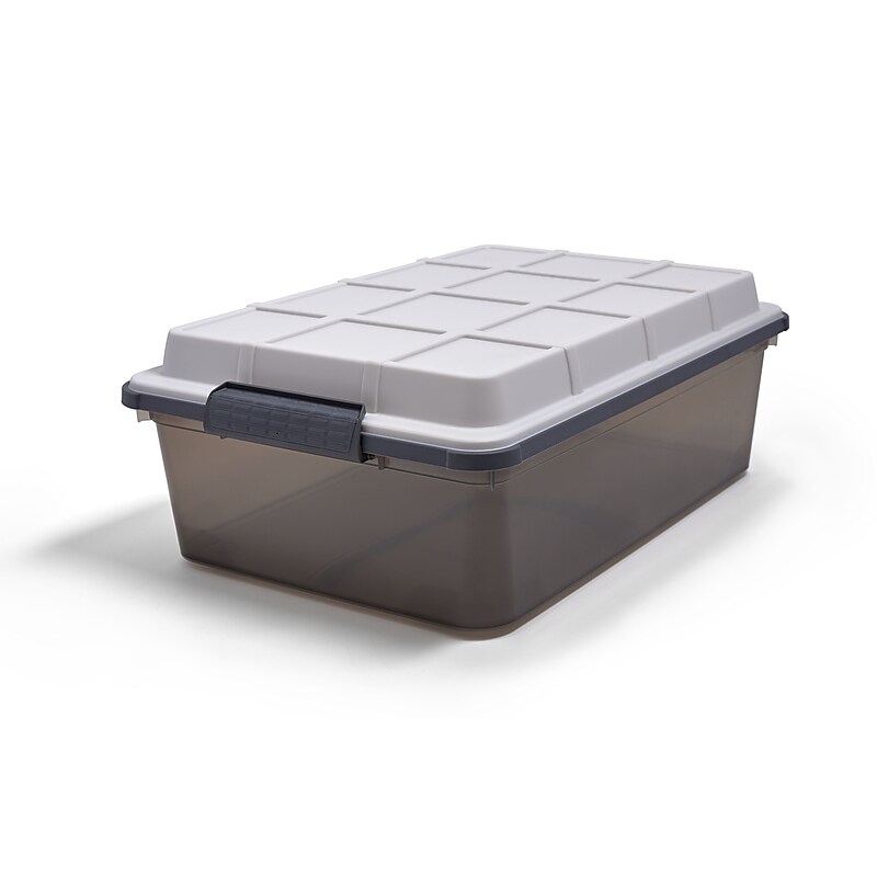 Keter 38.9 Qt. Latch Lid Storage Tote, Smoke (TR54517) image 1
