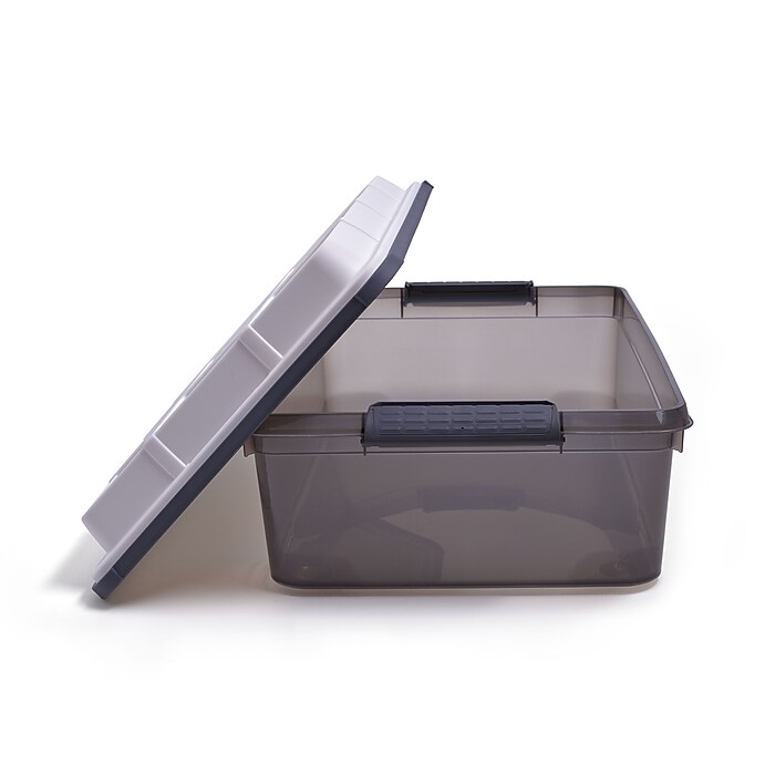 Keter 38.9 Qt. Latch Lid Storage Tote, Smoke (TR54517) | Staples