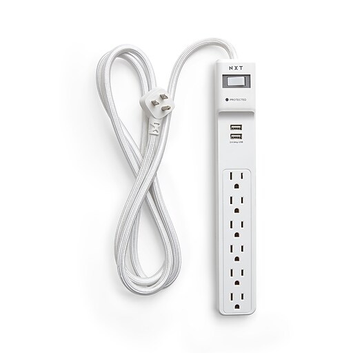 Staples Surge Protector 6Outlet 2USB 900J 6ft 53146 at Staples