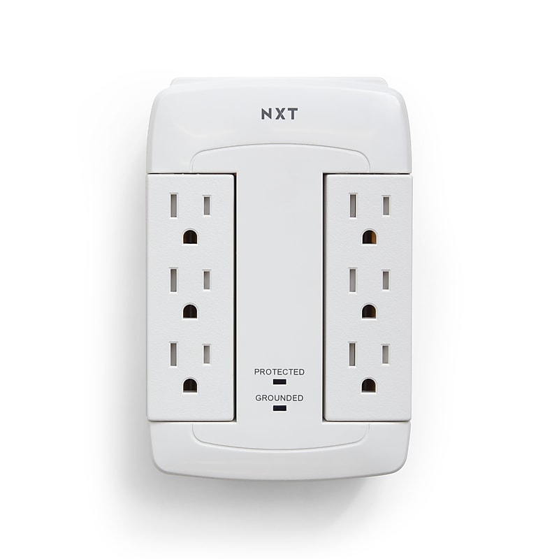 NXT Technologies™ 6-Outlet 2 USB Swivel Wall Tap, 900 Joules (NX54322) image 1