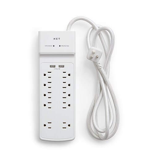NXT Technologies™ 10Outlet 2 USB Surge Protector, 6' Braided Cord
