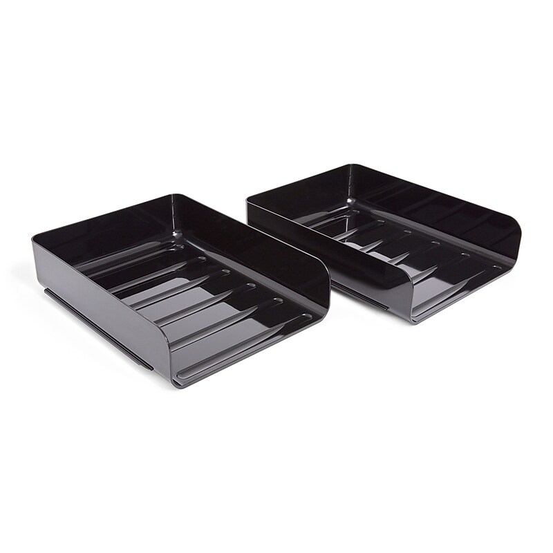 TRU RED Front Load Stackable Plastic Letter Tray, Black, 2/Pack (TR54301) image 1