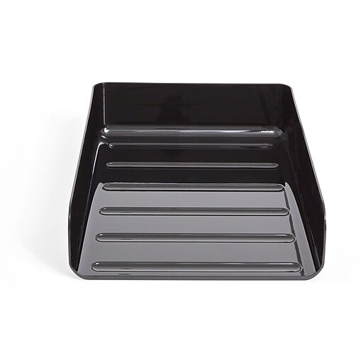 TRU RED™ Front Load Stackable Plastic Letter Tray, Black, 2/Pack
