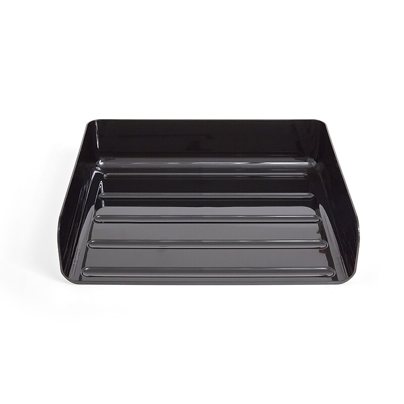 TRU RED Side Load Stackable Plastic Letter Tray, Black (TR54302) image 1