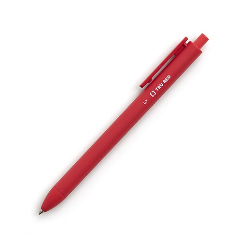 TRU RED™ Retractable Quick Dry Gel Pens, Medium Point, 0.7mm, Red, 5