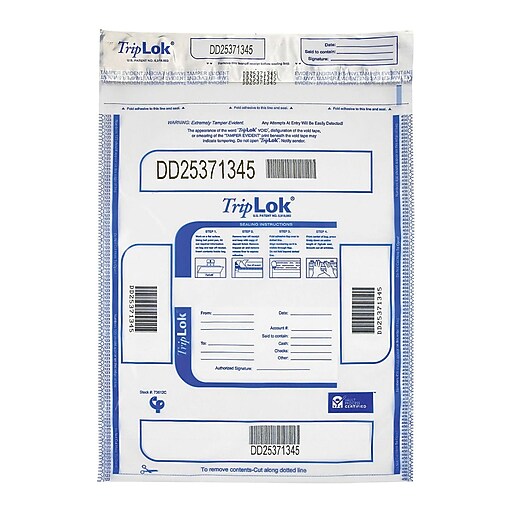 TripLok Series D Deposit Bags, Clear, 100/Pack (585040) | Staples