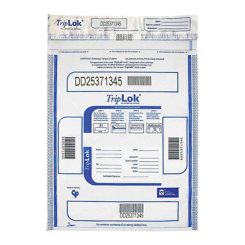 TripLok Series D Deposit Bags, Clear, 100/Pack (585040) image 1