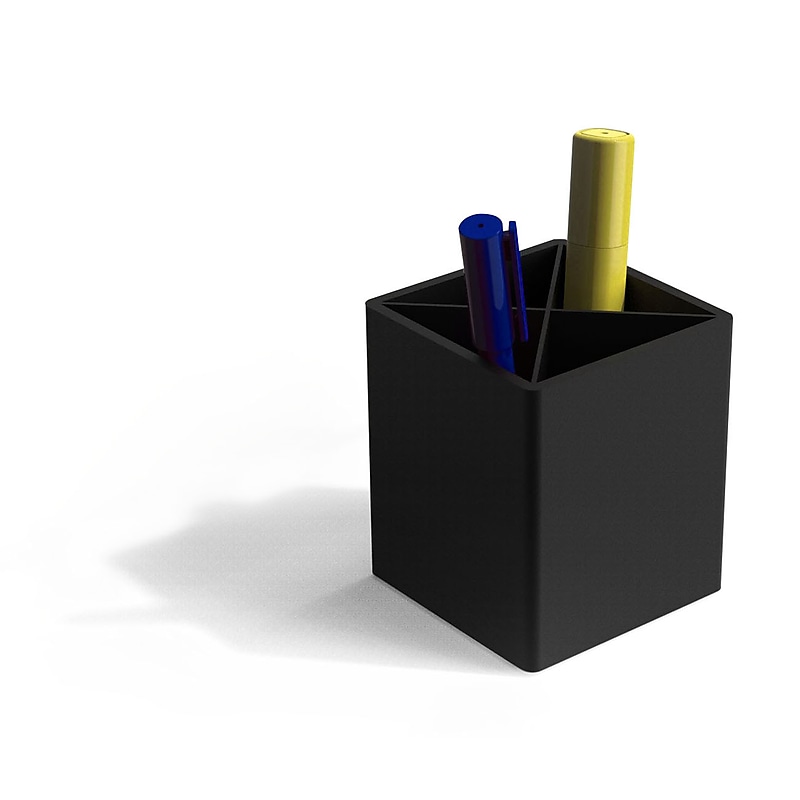 TRU RED™ 4-Compartment Plastic Pen Holder, Black (TR55274-CC) image 1