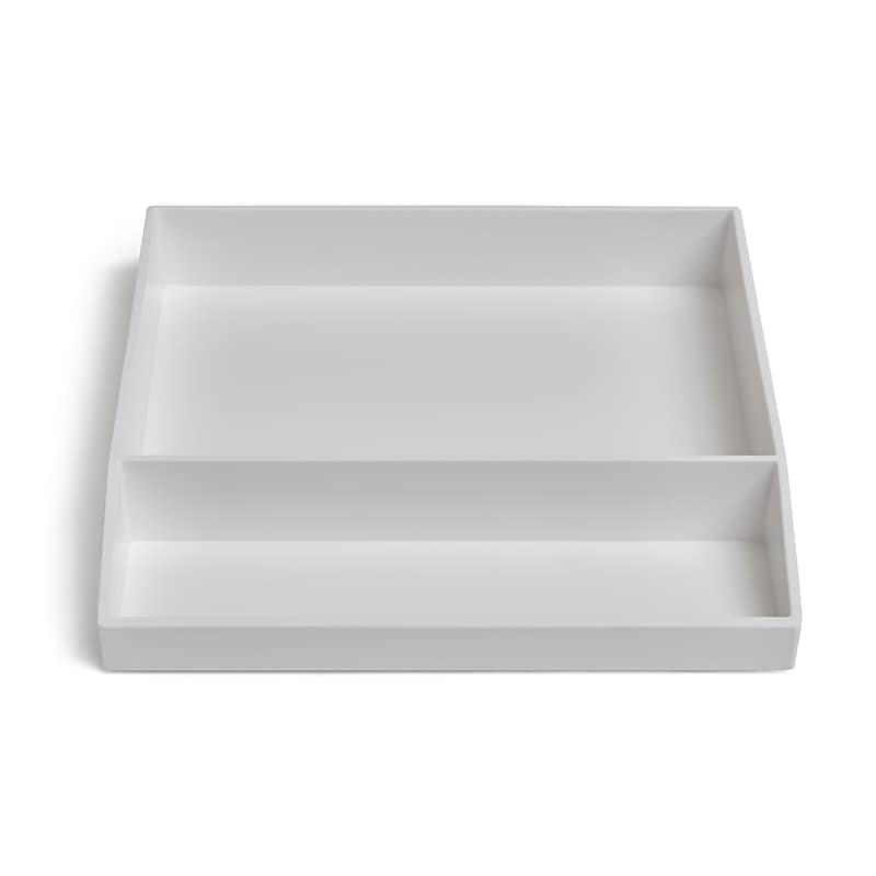 TRU RED™ 2-Compartment Stackable Plastic Accessory Tray, White (TR55249) image 1