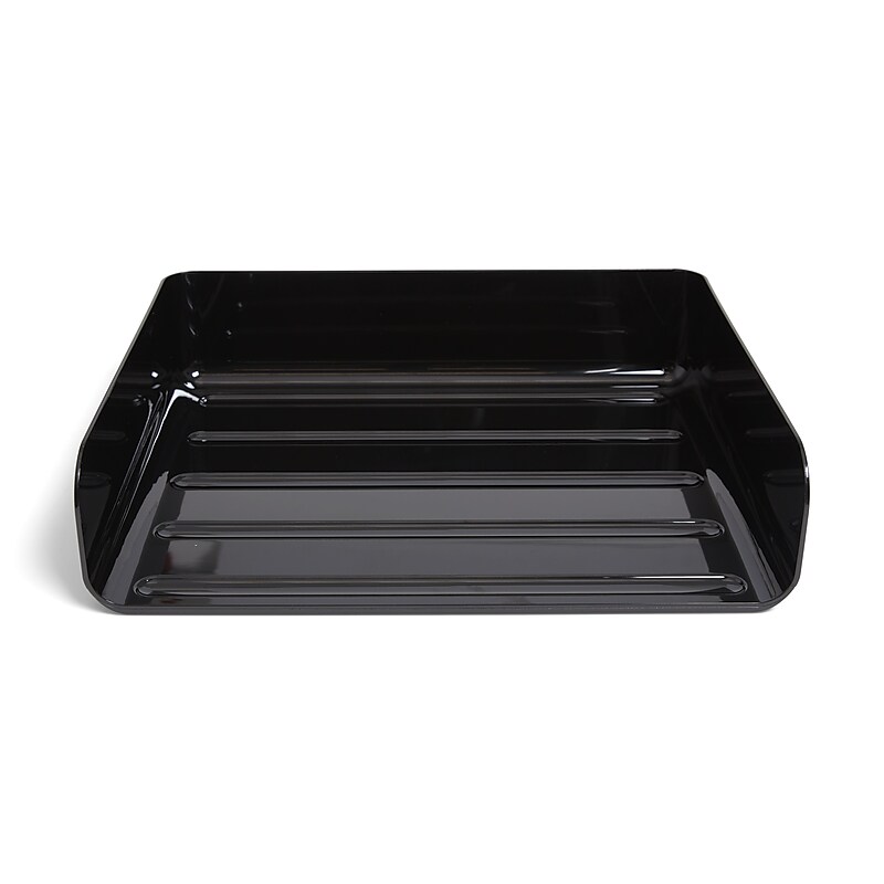 TRU RED™ Side Load Stackable Plastic Letter Tray, Black, 2/Pack (TR55327) image 1