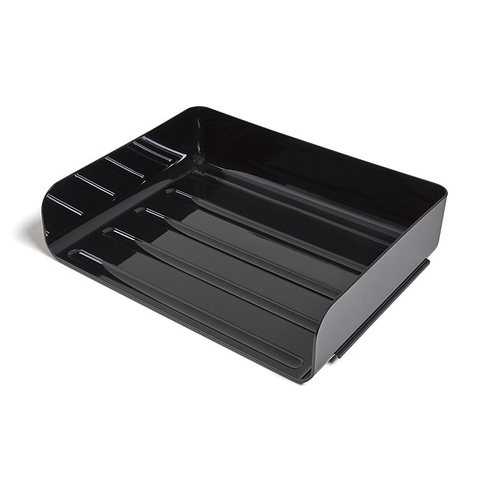 TRU RED™ Side Load Stackable Plastic Letter Tray, Black, 6/Pack