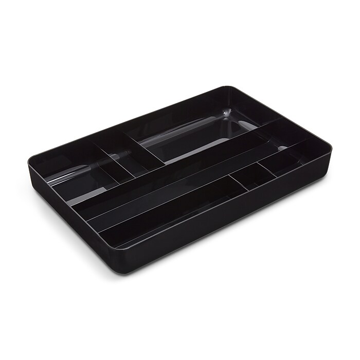 TRU RED™ 7-Compartment Plastic Drawer Organizer, Black (TR55351