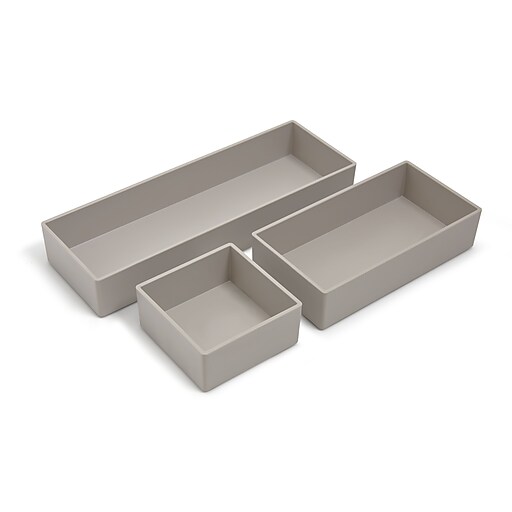 Shop Staples For Tru Red 3 Piece Plastic Drawer Organizer Gray