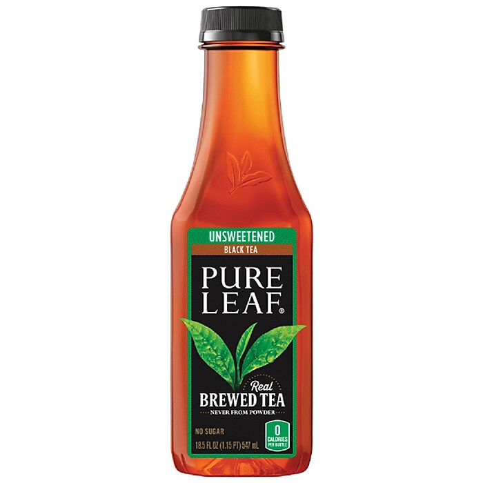 Pure Leaf Unsweetened Black Tea Bottles, 18.5 oz., 12/Carton