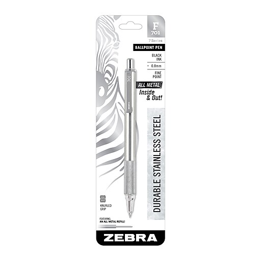 Zebra F701 Retractable Ballpoint Pen, Fine Point, Black Ink (29411