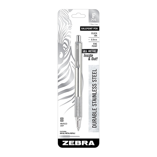 Zebra F-701 Ballpoint Stainless Steel Pen Black Ink New!!! Fine Point 