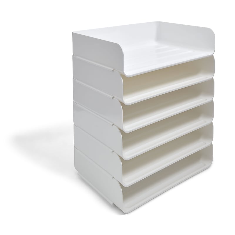 TRU RED™ Side Load Stackable Plastic Letter Tray, White, 6/Pack (TR55330) image 1