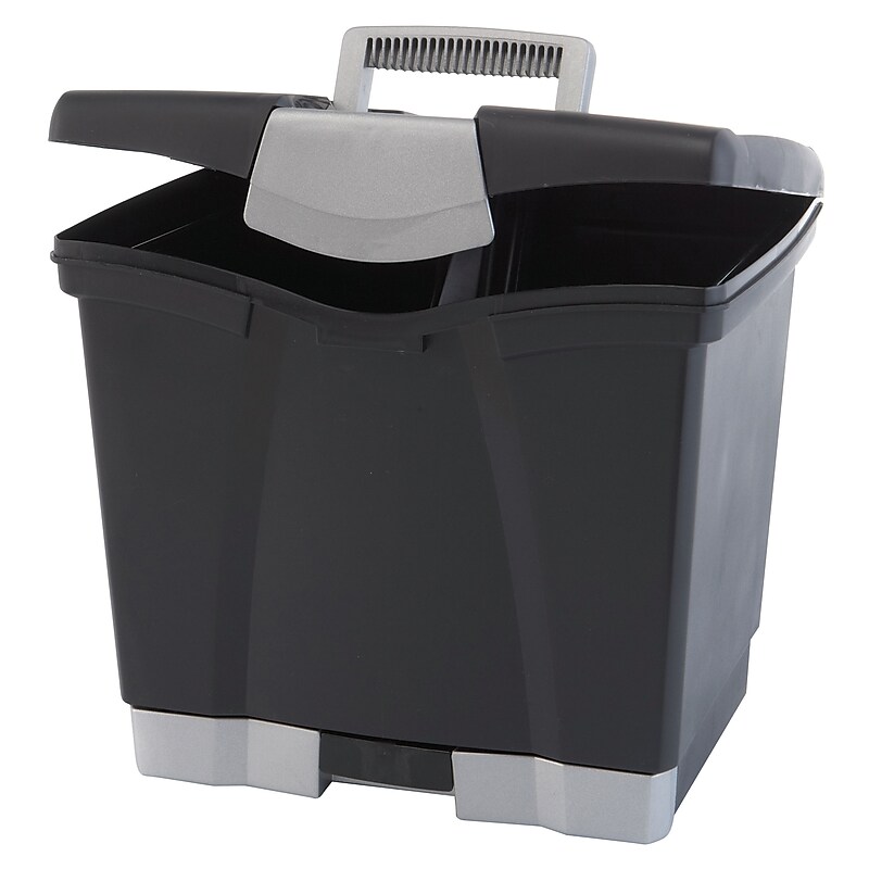 Storex File Box with Pull-Out Tray, Letter Size, Black (61523E02C) image 1