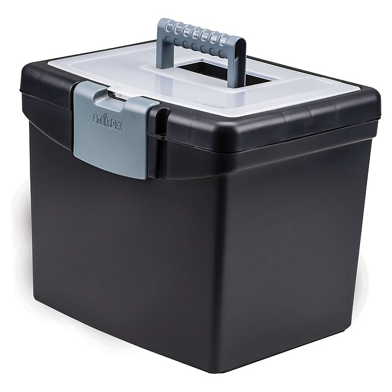 Storex Portable File Storage Box, Letter, Black (STX61502U01C) image 1