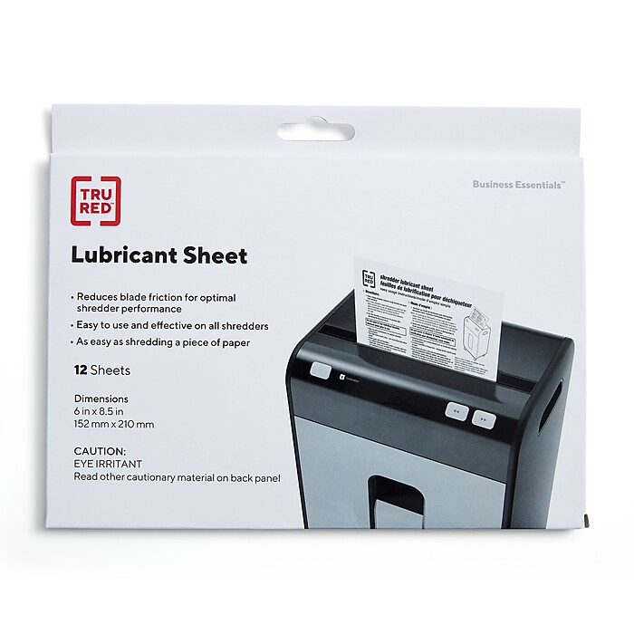 TRU RED™ Shredder Lubricant Sheets, 8.5
