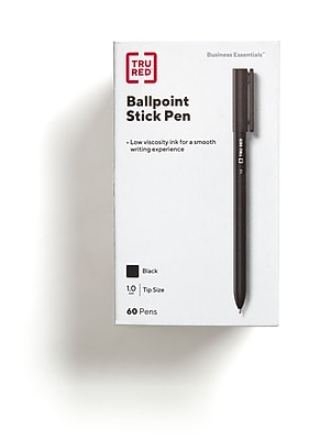 TRU REDâ?¢ Ballpoint Pen, Medium Point, 1.0mm, Black, 60/Pack (TR52862)