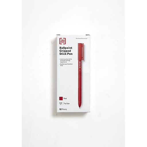 TRU RED™ Ballpoint Gripped Pen, Medium Point, 1.0mm, Red, Dozen (52866)