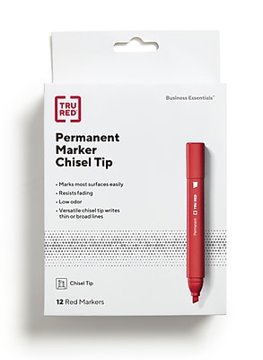 TRU RED™ Tank Permanent Markers, Chisel Tip, Assorted, 5/Pack (TR54526...