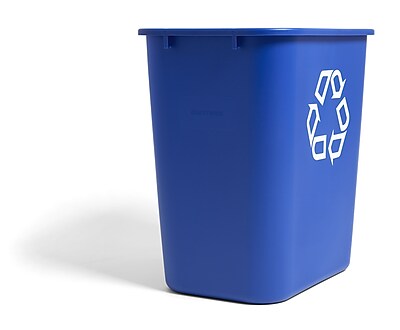 CW56432 7 gal Plastic Indoor Recycling Container without Lid Blue Soft Molded Plastic, Blue
