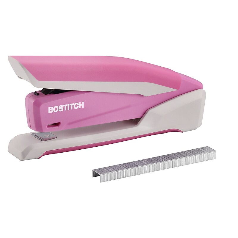 Bostitch InCourage™ Spring-Powered Desktop Stapler, 20-Sheet, Pink/White (1188) image 1