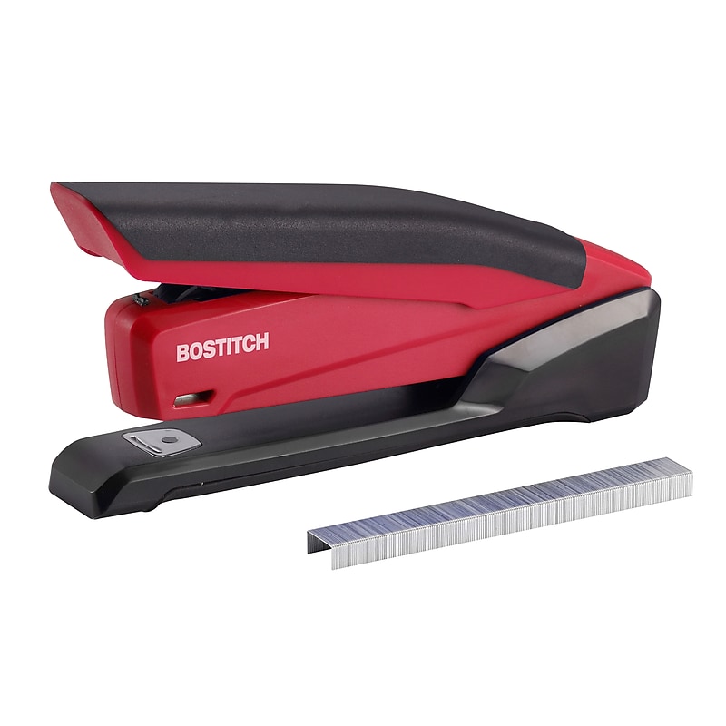 Bostitch PaperPro Reduced-Effort Desktop Stapler, 20-Sheet Capacity, Staples Included, Red/Black (1124) image 1