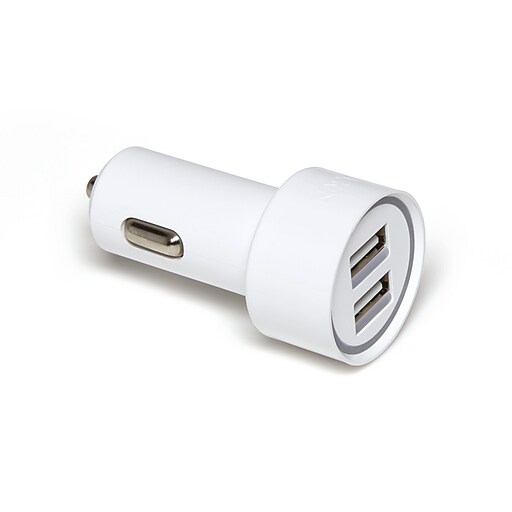 NXT Technologies™ Universal 2 USB Port Car Charger, White (NX54341) at