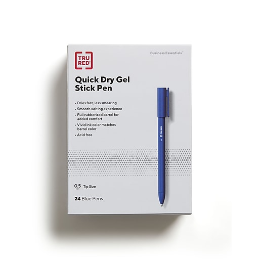 Shop Staples for TRU RED™ Quick Dry Gel Pens, Fine Point, 0.5mm, Blue