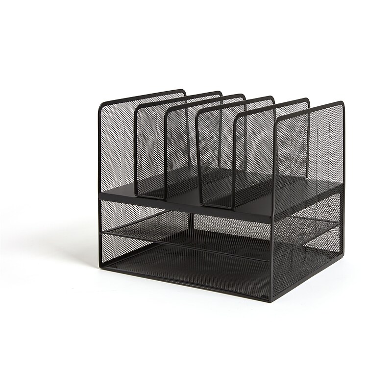 TRU RED Desk Organizer, 1 Shelf, 6 Upright Holders, Mesh, Black (TR57587-US) image 1