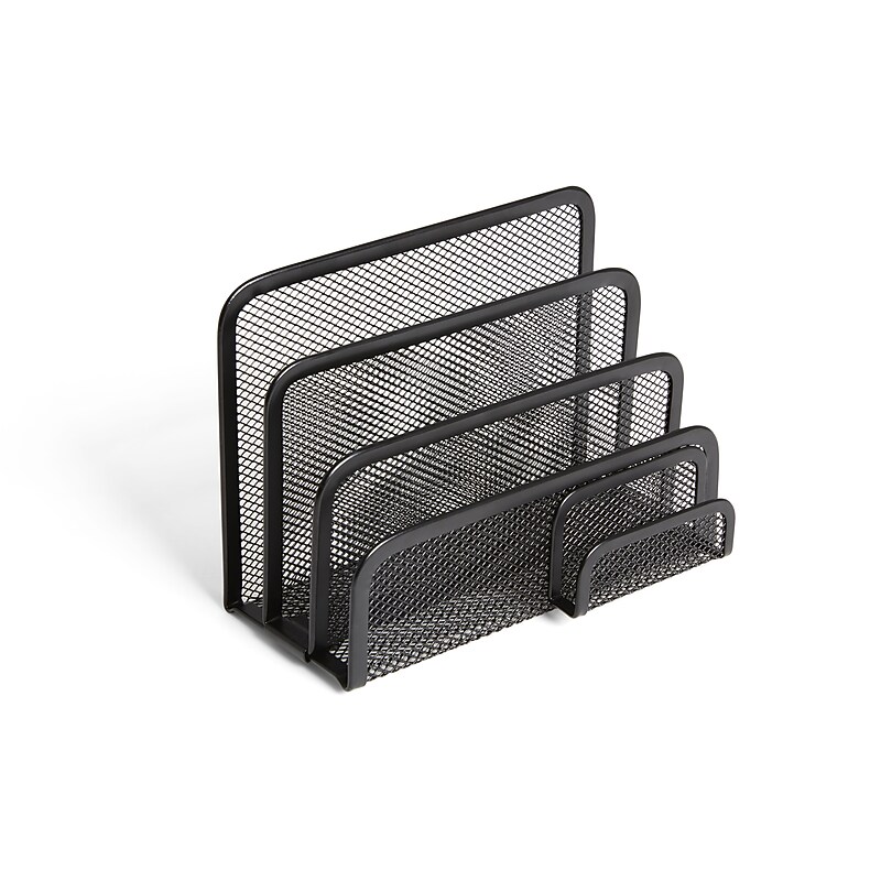 TRU RED Mesh Letter Sorter with Business Card Holder, Black (TR57608-US) image 1