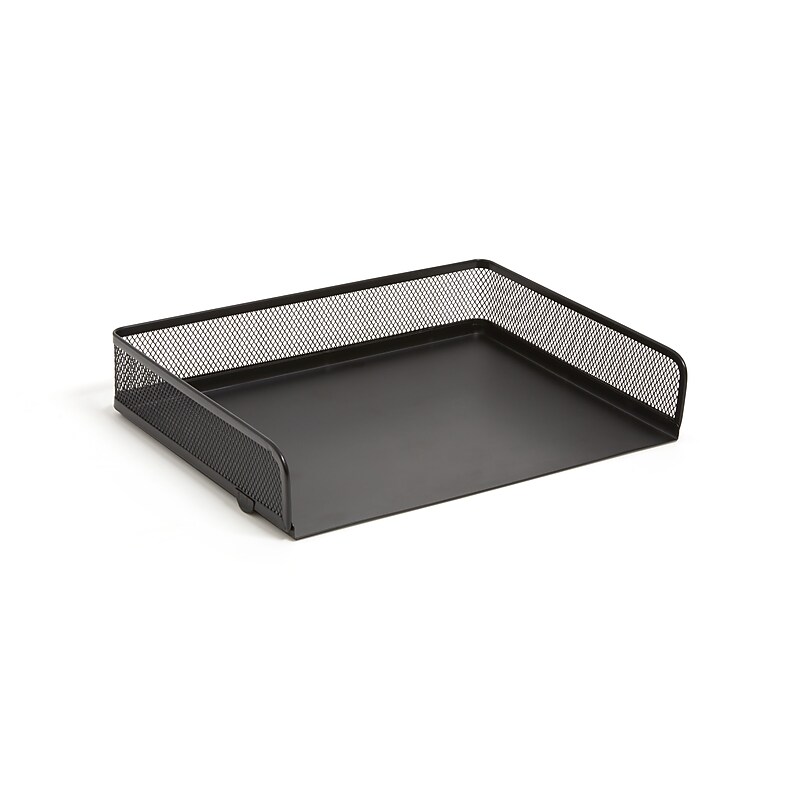 TRU RED Side Load Stackable Mesh Metal Letter Tray, Black (TR57610-US) image 1