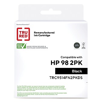 TRU RED™ Remanufactured Black Standard Yield Ink Cartridge Replacement for HP 98 (C9514FN), 2/Pack