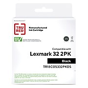 TRU RED™ Remanufactured Black Standard Yield Ink Cartridge Replacement for Lexmark (#32), 2/Pack