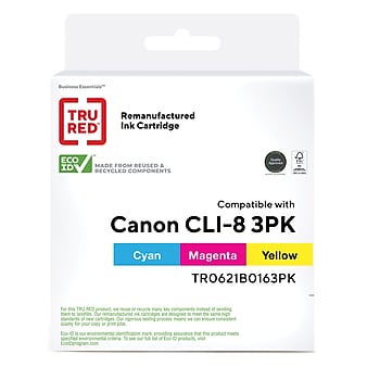 TRU RED™ Remanufactured Cyan/Magenta/Yellow Standard Yield Ink Cartridge Replacement for Canon CLI-8 (0621B016), 3/Pack