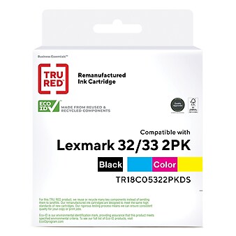 TRU RED™ Remanufactured Black/Color Standard Yield Ink Cartridge Replacement for Lexmark 32/33 (180C532), 2/Pack
